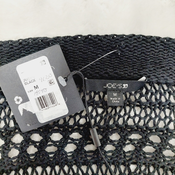 New Joe's Women's Black V-Neck Long Sleeve Knit Crochet Cropped Sweater P3690 - Picture 6 of 8